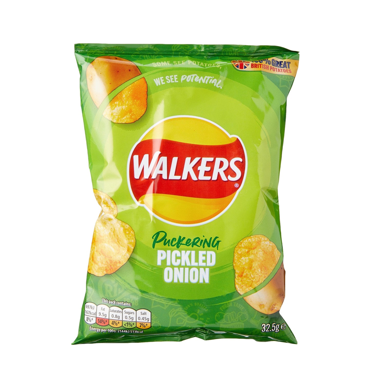 Lays-Walkers Puckering pickled onion Potato chips 32.5g UNITED KINGDOM