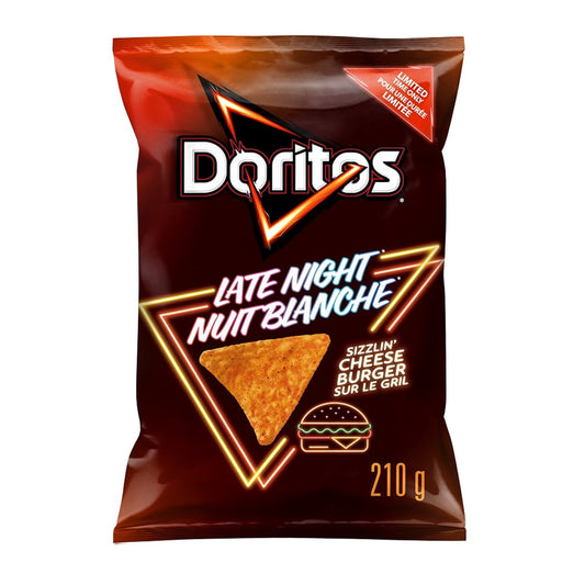 Doritos Late Night Sizzlin cheeseburger Tortilla chips 210g CANADA