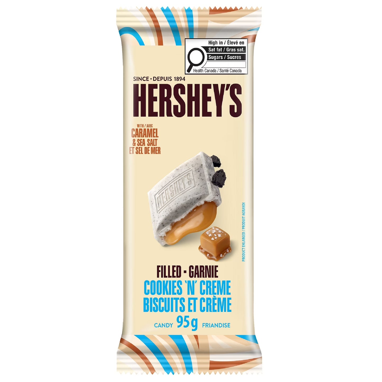Hershey's caramel and sea salt filled cookies and cream Tablet bar 95g Box of 14 CANADA (FDA APPOVED)