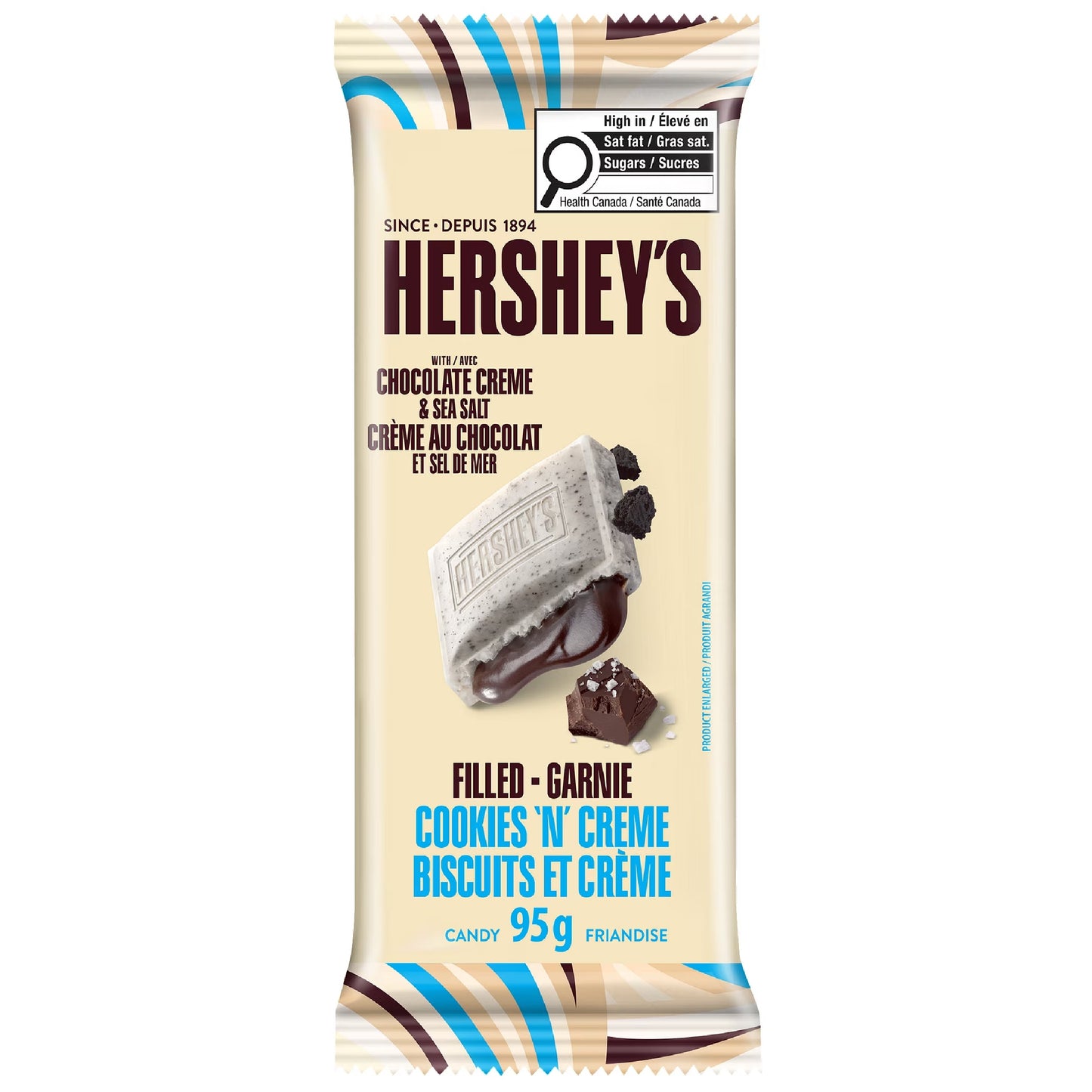 Hershey's chocolate cream and sea salt filled cookies and cream Tablet bar 95g Box of 14 CANADA (FDA APPOVED)