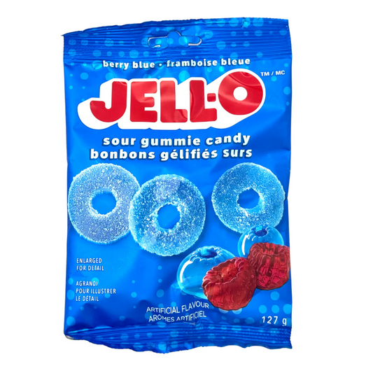 Jell-O berry blue sour gummie candy 127g CANADA