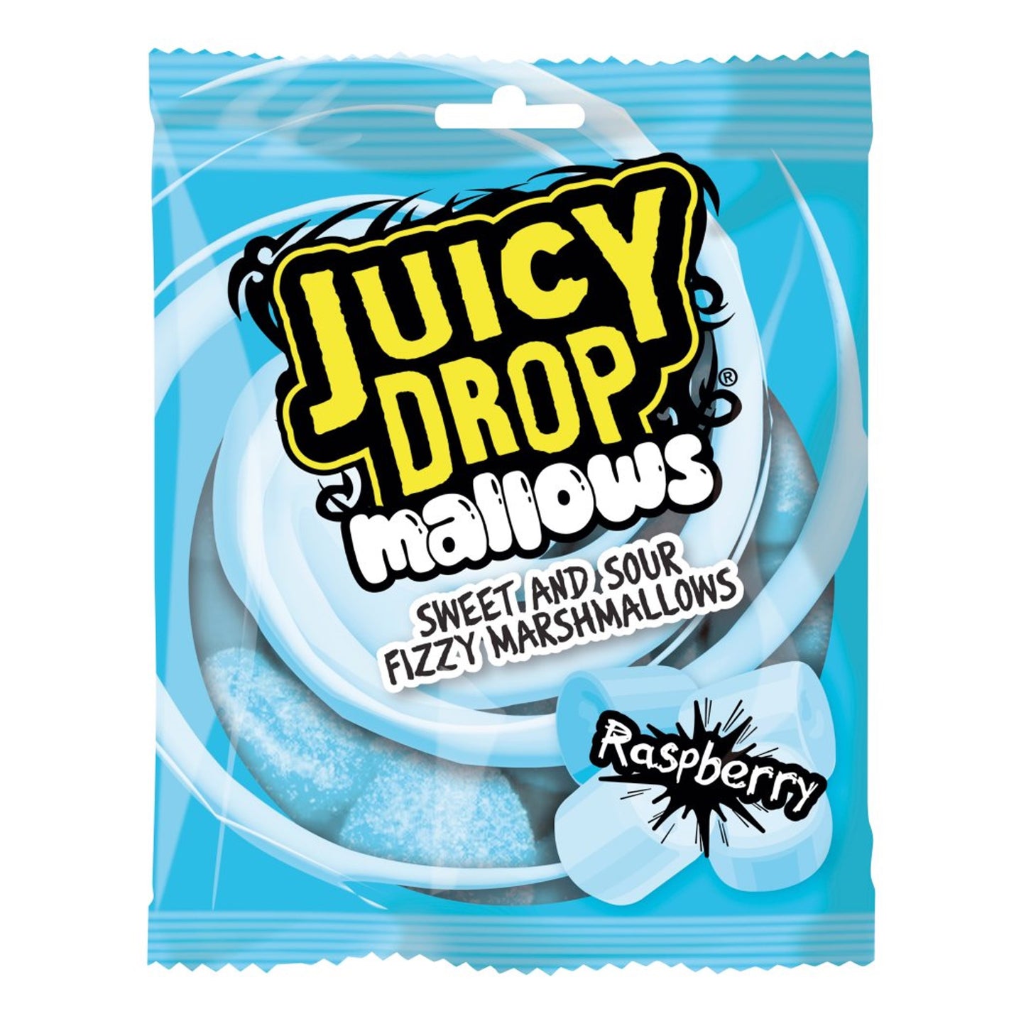 Juicy Drop mallows sweet and sour fizzy marshmallows Raspberry 100g UNITED KINGDOM (FDA NOT APPROVED)