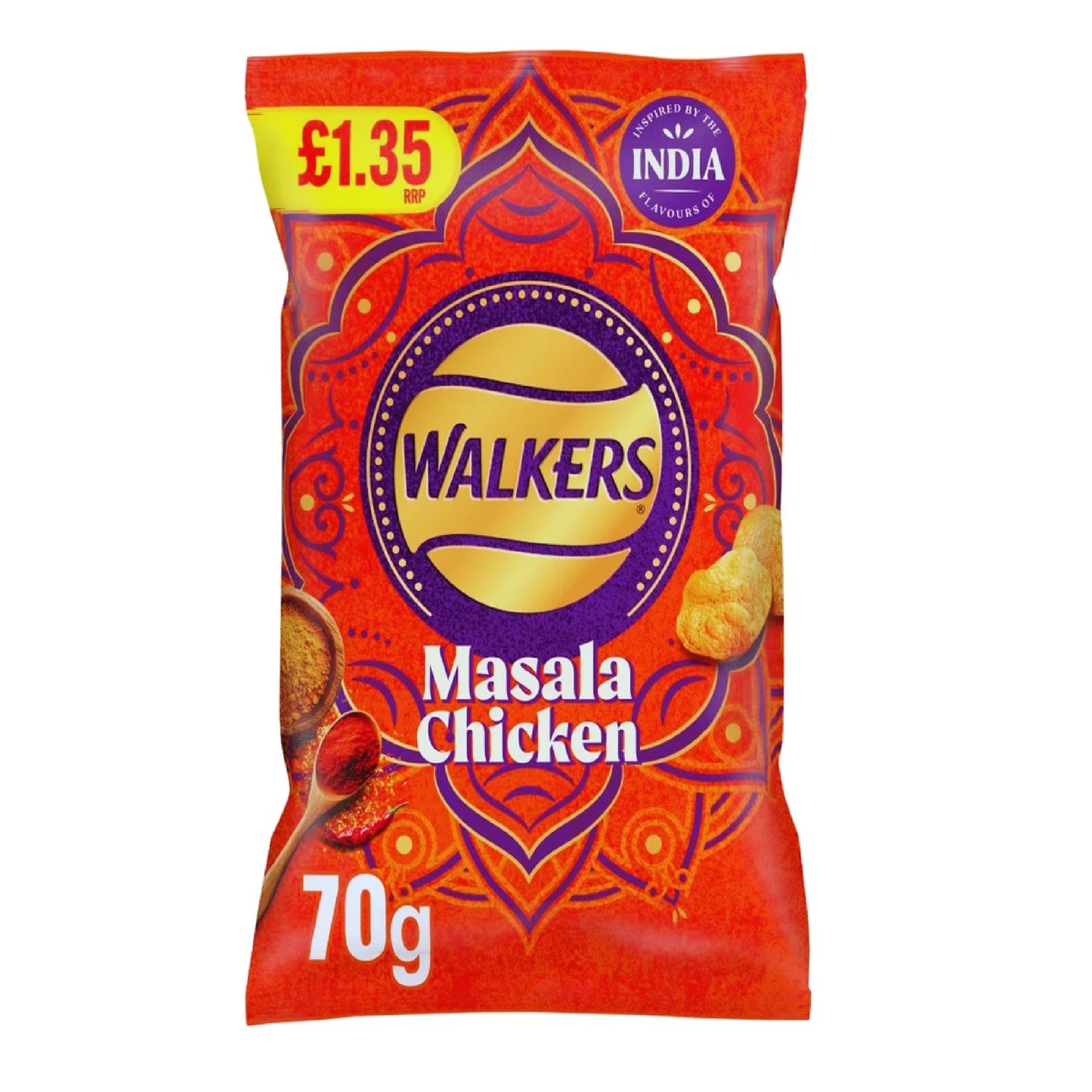 Lays-Walkers Masala Chicken Flavor 70g potato chips UNITED KINGDOM (FDA APPROVED) Masala Chicken Flavour)