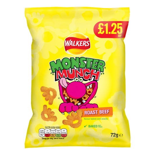 Lays-Walkers Monster Munch roast beef 72g potato chips UNITED KINGDOM