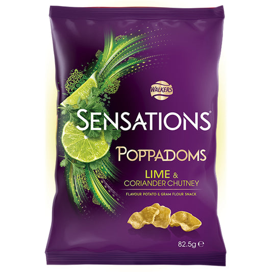 Lays-Walkers sensations poppadoms lime and coriander chutney 82.5g large bags UNITED KINGDOM