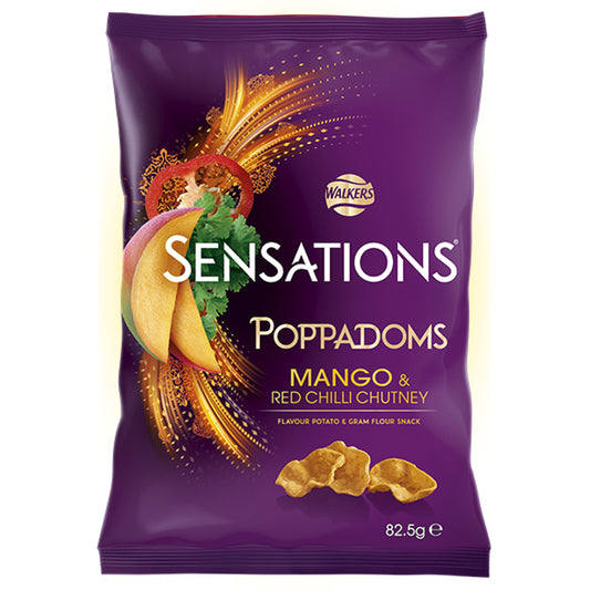 Lays-Walkers sensations poppadoms mango and red chili chutney 82.5g large bags UNITED KINGDOM