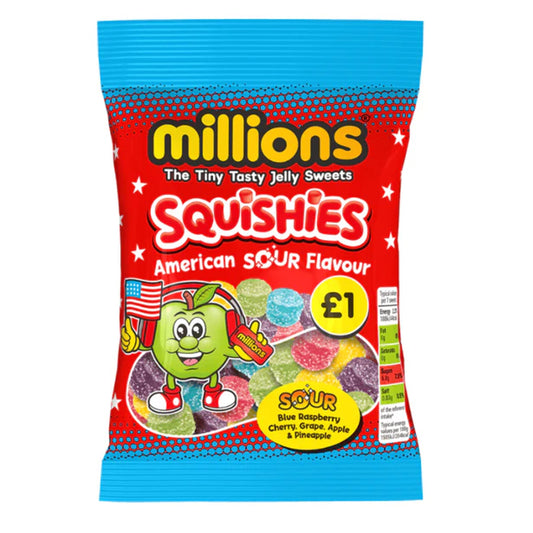 Millions Squishies American Sour Flavour 100g UNITED KINGDOM