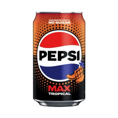 Pepsi Max tropical Zero Sugar 355ml soda cans case of 24 POLAND (FDA APPROVED)