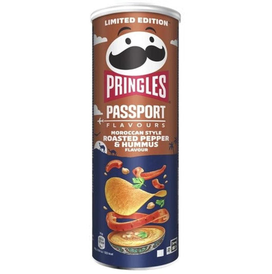 Pringles Passport flavors Moroccan style roasted peppers & Hummus potato Chips 165g BELGIUM
