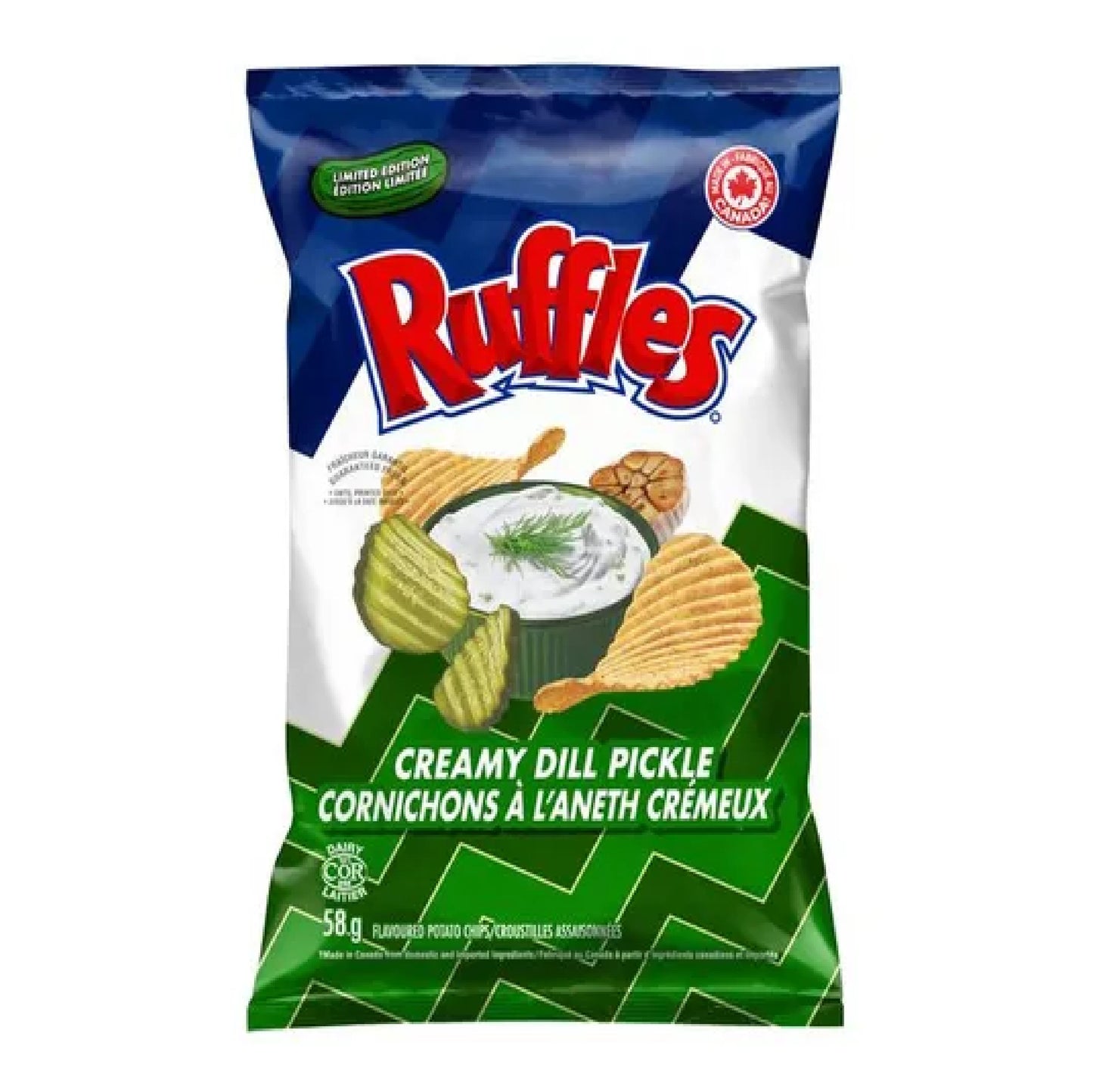 Ruffles creamy dill pickle potato chips 58g CANADA (FDA APPROVED)