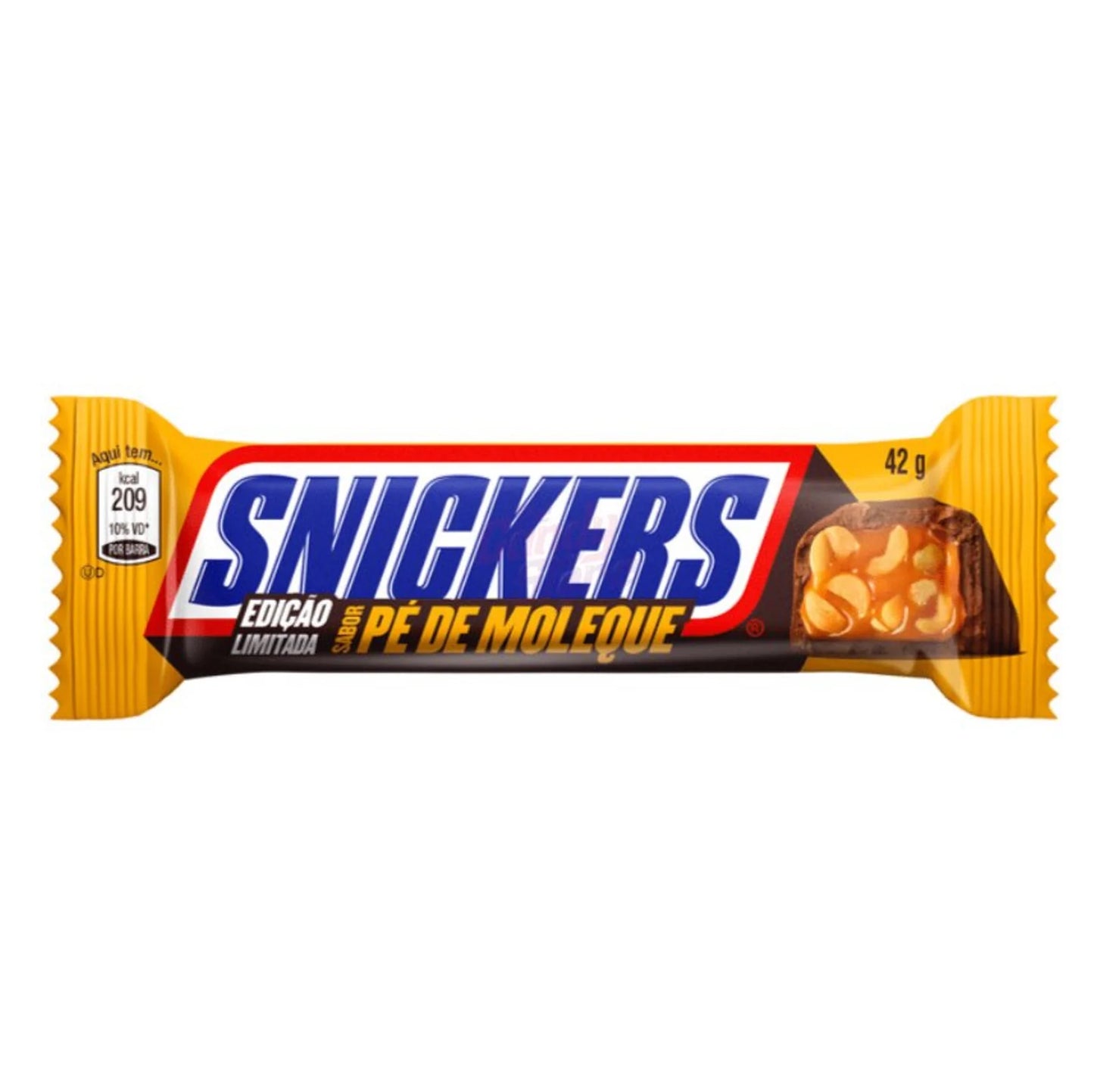 Snickers PE de Moleque (peanut brittle) chocolate bar 42g Box of 20 BRAZIL